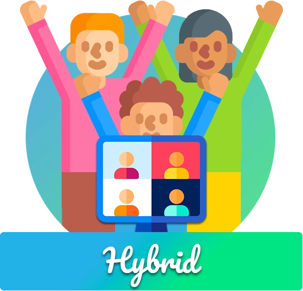 You can meet your group both in the real world and online at the same time with a hybrid event!